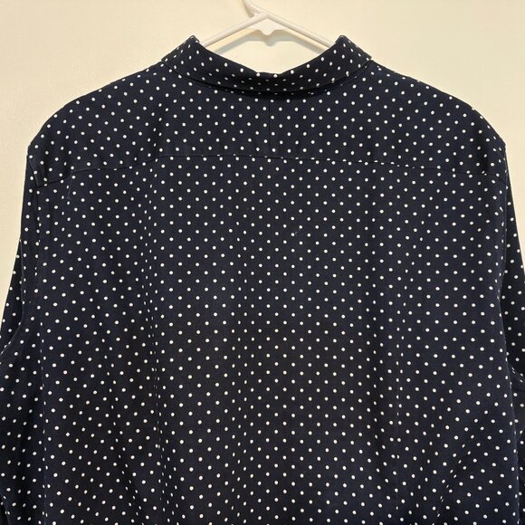 Ralph Lauren CHAPS Women's Plus Navy Polka Dot No Iron Button-Front Shirt Top 3X - Picture 5 of 9